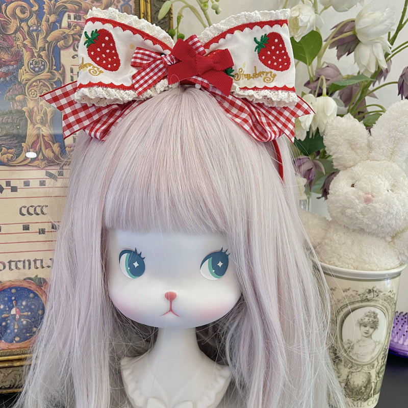 Nibimi Lolita Embroidered Strawberry Hair Accessory NM2773