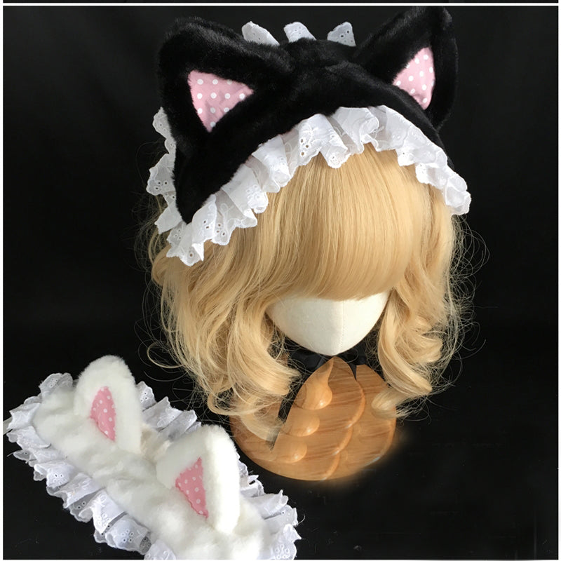 Nibimi Lolita Cat Ear Lace Y2K Headband NM2777