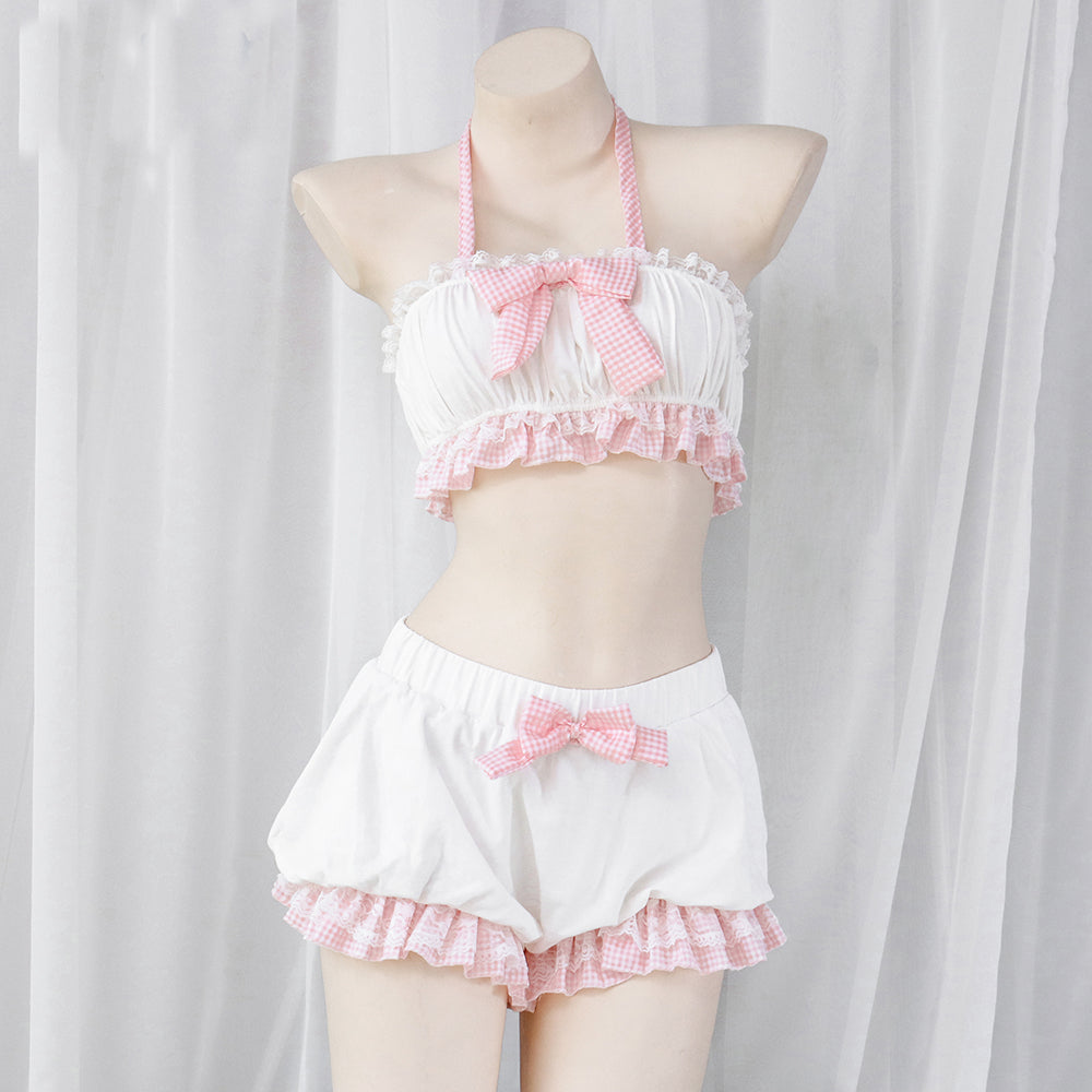 Nibimi Lolita Cute Bow Ruffle Pajamas NM2778