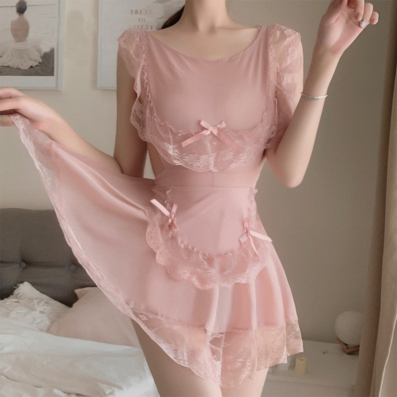 Nibimi Lolita bow lace maid nightgown NM3167