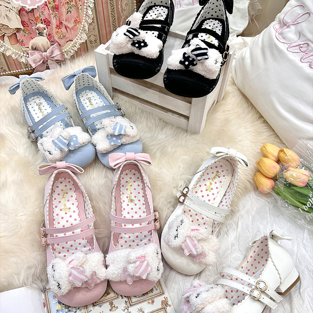Nibimi Lolita bow cute bunny shoes NM3183