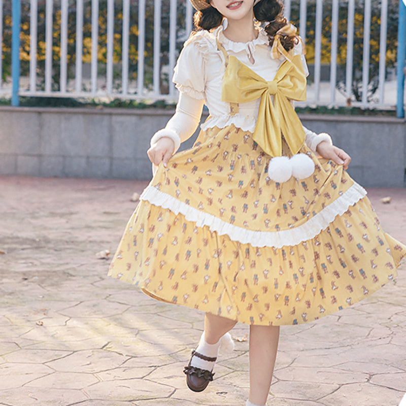 Nibimi Lolita bow print dress NM3251