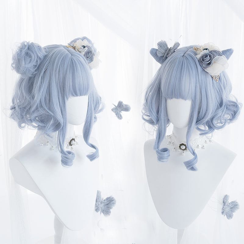 Nibimi Lolita light blue JK short curly wig NM2359