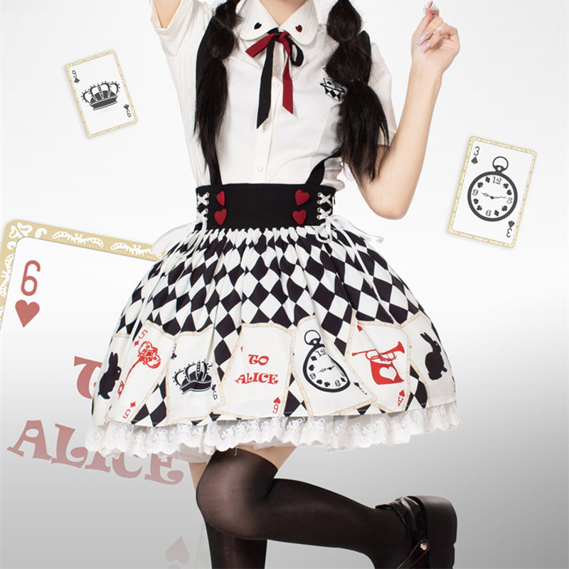Nibimi Lolita print suspender skirt NM2605