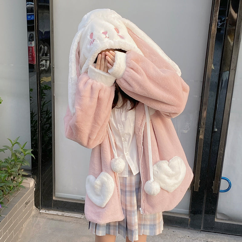 Nibimi Cute Bunny Bear Plush Jacket NM1477