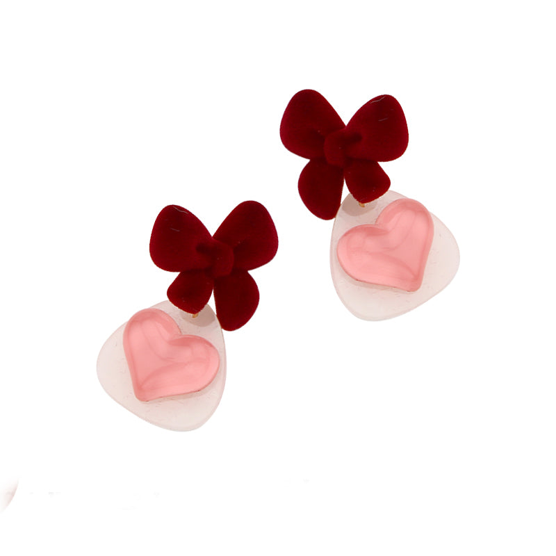 Nibimi Sweet Heart Bow Earrings NM2250