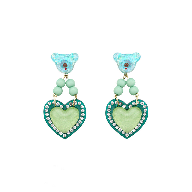 Nibimi Lolita Bear Heart Earrings NM2251