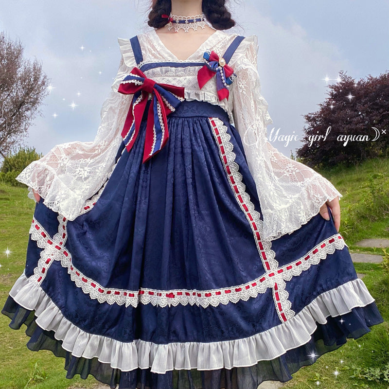 Nibimi Lolita Vintage Lace bow-knot Dress NM1784