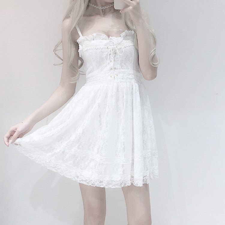 Nibimi Japanese Bowknot Lace Sexy Short Dress NM168